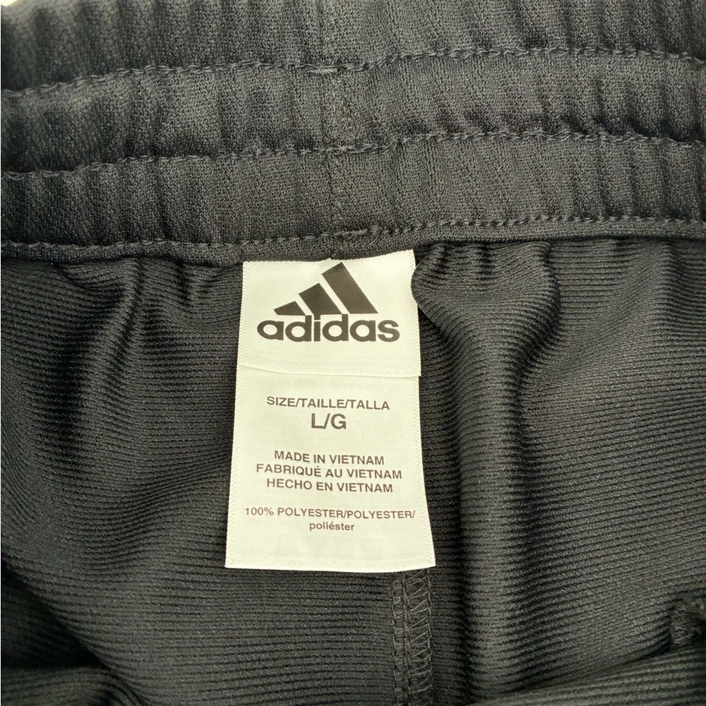 adidas Black Track Pants with White Stripes, Large - Picture 4 of 5